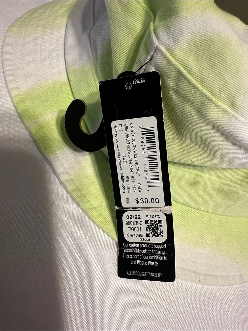adidas Lime Green & White Tie-Dye Bucket Hat
